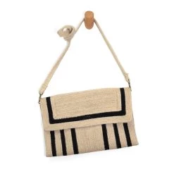 Black Striped Nellie Jute Fiber Crossbody