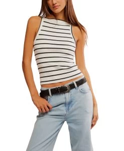 FREE PEOPLE Black And White Mia Striped Tank