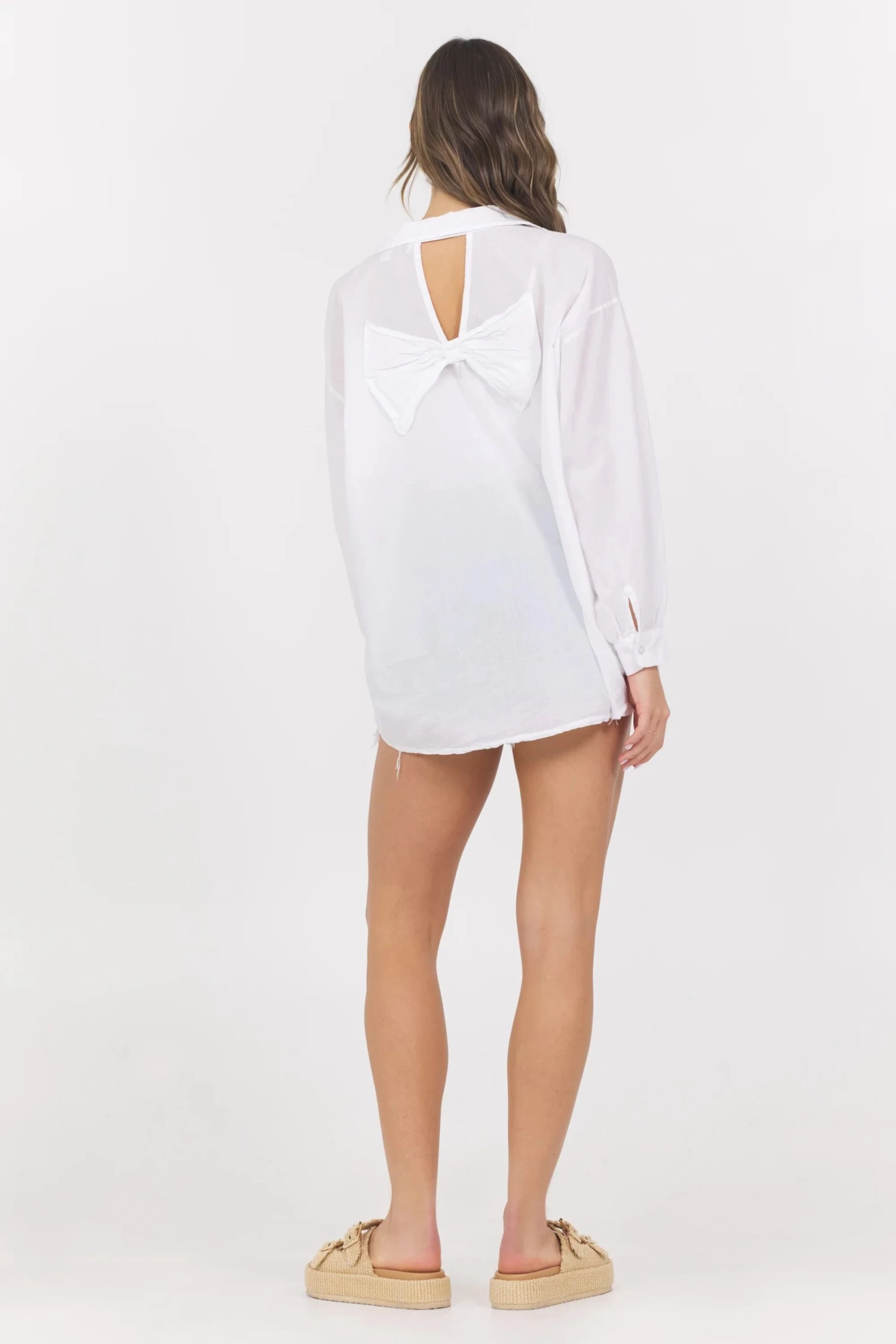 Bow Back Button Down In White - Image 2