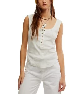 FREE PEOPLE Bryson Henley Tank In White