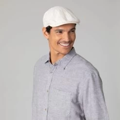 Striped Driver Cap In Beige