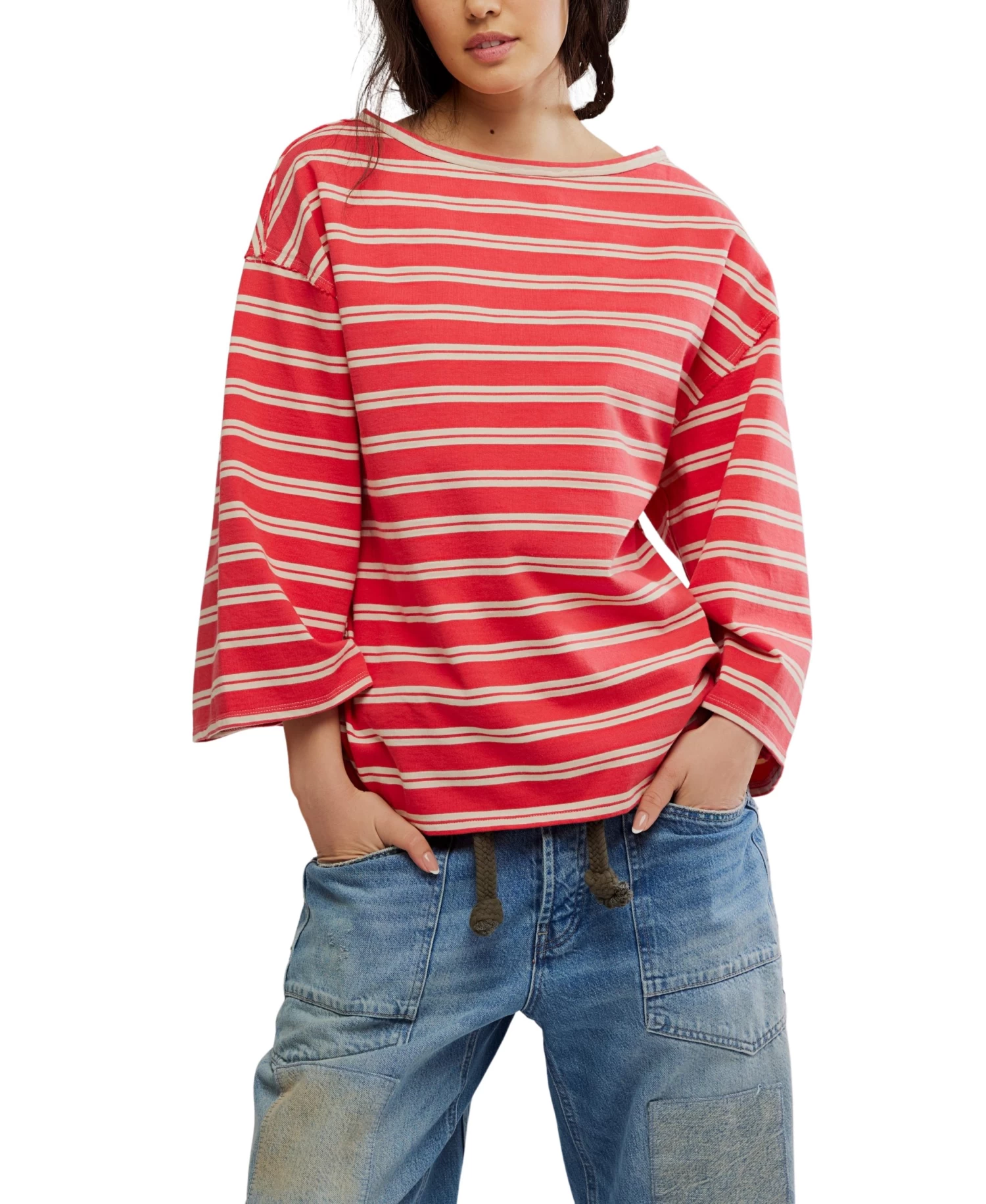 FREE PEOPLE C'est La Vie Tee In Red