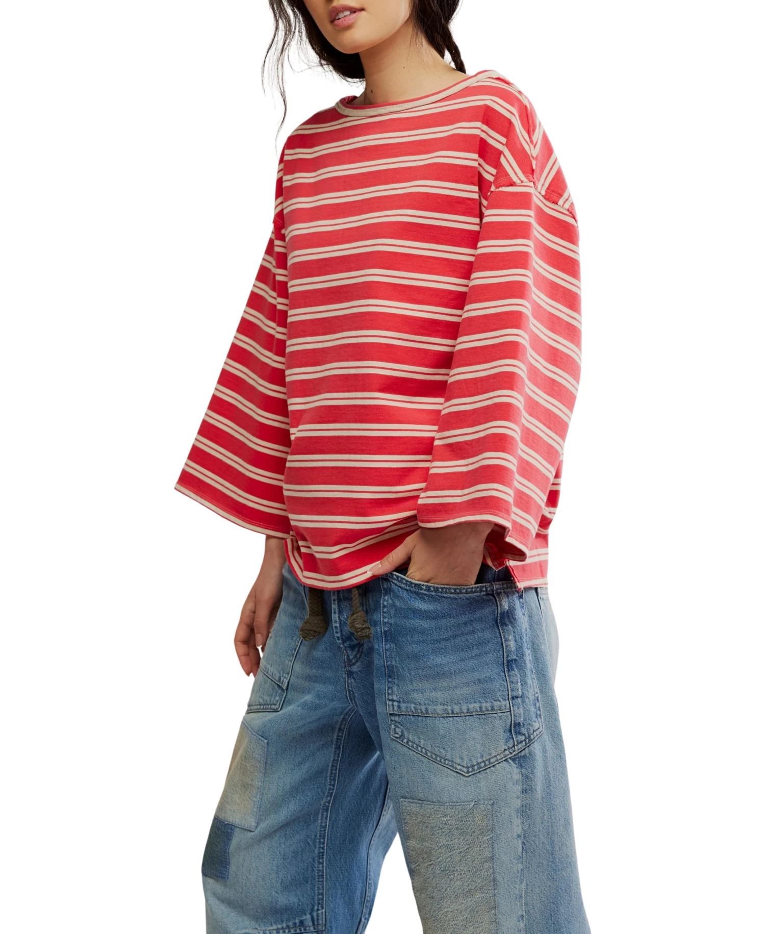 FREE PEOPLE C'est La Vie Tee In Red - Image 2