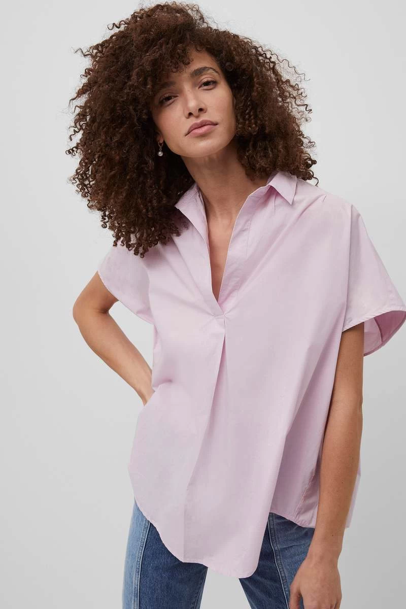 French Connection Cele Rhodes Poplin Sleeveless Shirt In Sweet Pink