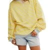 FREE PEOPLE Classic Striped Oversized Crewneck In Dandelion