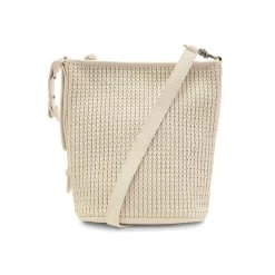 Collins Crossbody Bucket Braided Bag In White