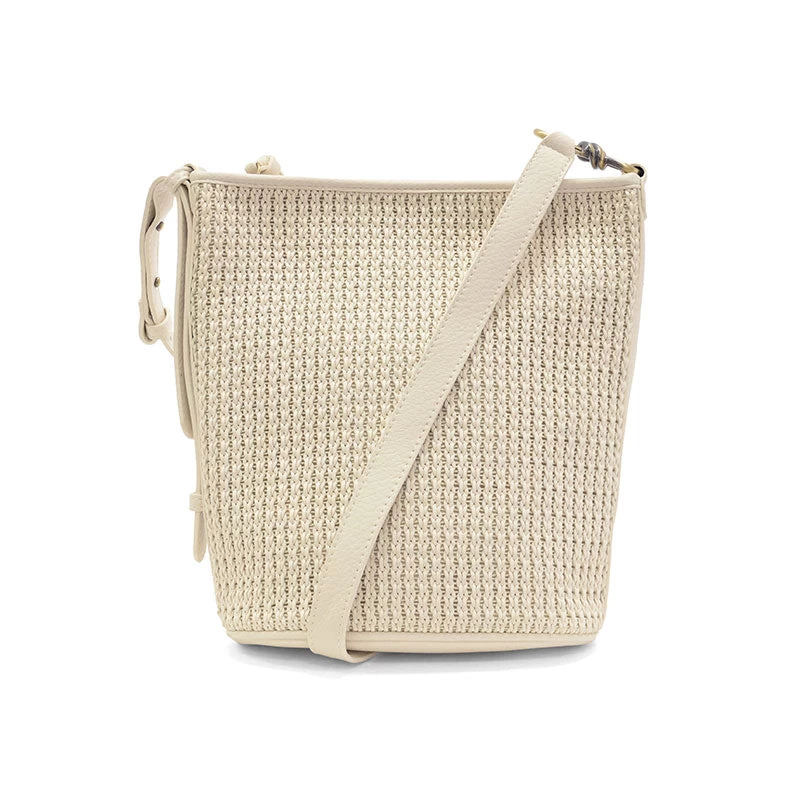 Collins Crossbody Bucket Braided Bag In White