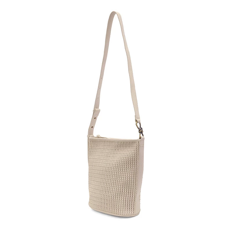 Collins Crossbody Bucket Braided Bag In White - Image 2