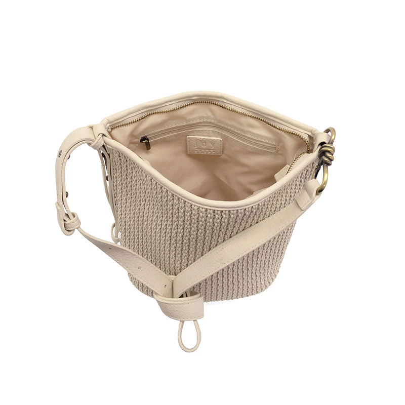 Collins Crossbody Bucket Braided Bag In White - Image 3