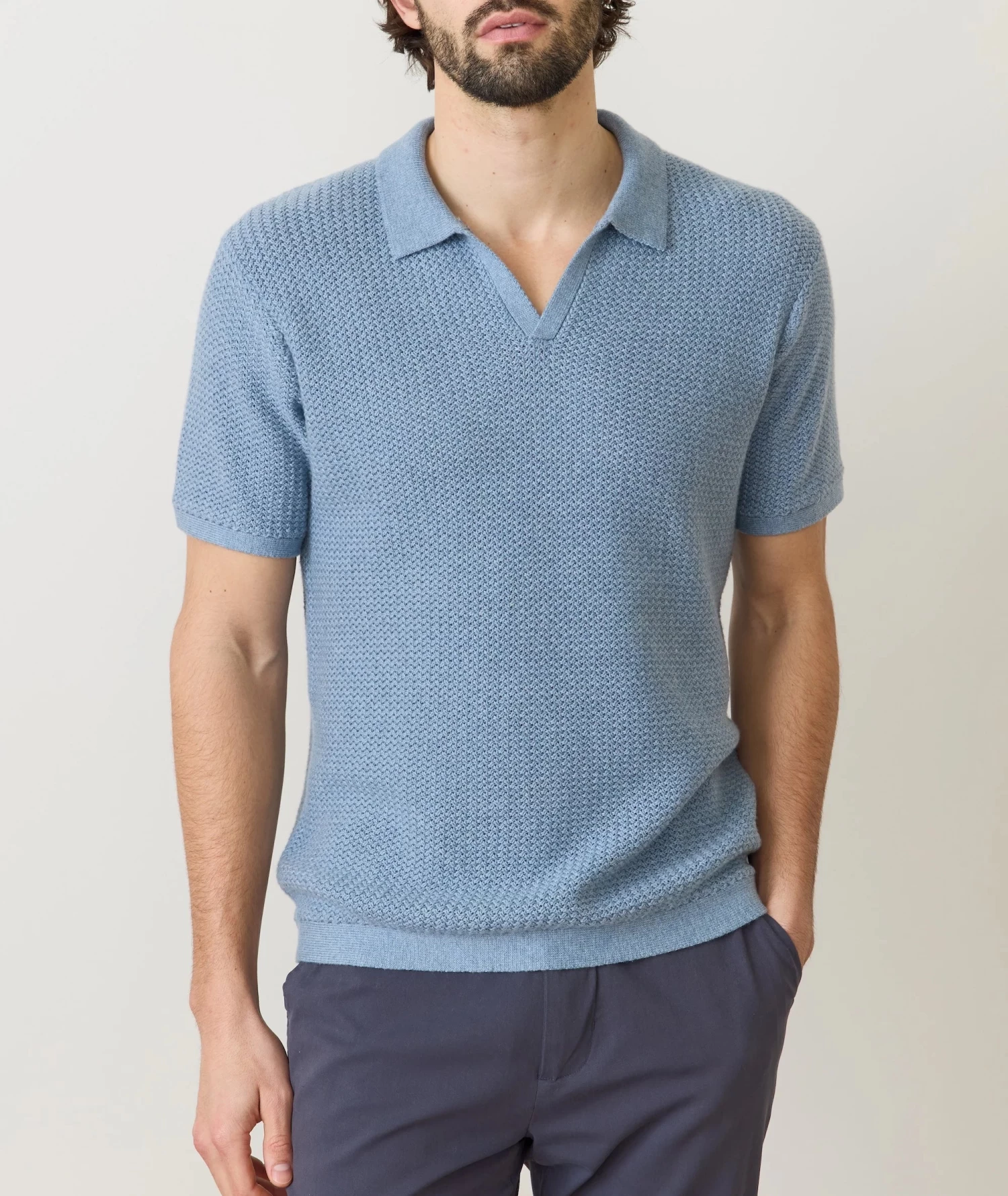 Marine Layer Conrad Sweater Polo In Washed Indigo - Image 2