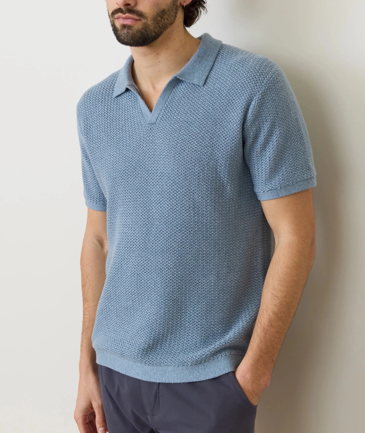 Marine Layer Conrad Sweater Polo In Washed Indigo - Image 5