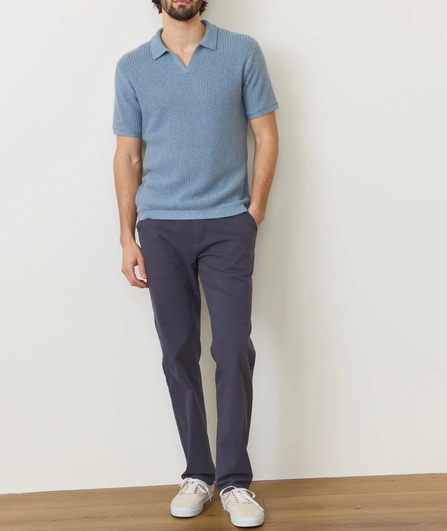 Marine Layer Conrad Sweater Polo In Washed Indigo - Image 6