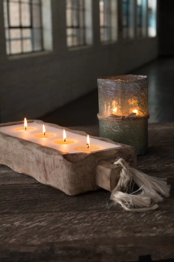 Ginger Patchouli Large Driftwood Candle Tray - Image 2