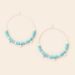 Stone Disc Hoop- Turquoise