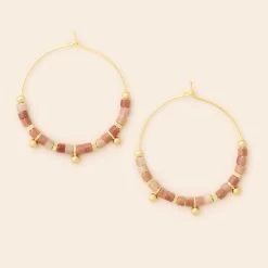 Stone Disc Hoop- Rhodonite
