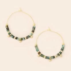 Stone Disc Hoop- African Turquoise