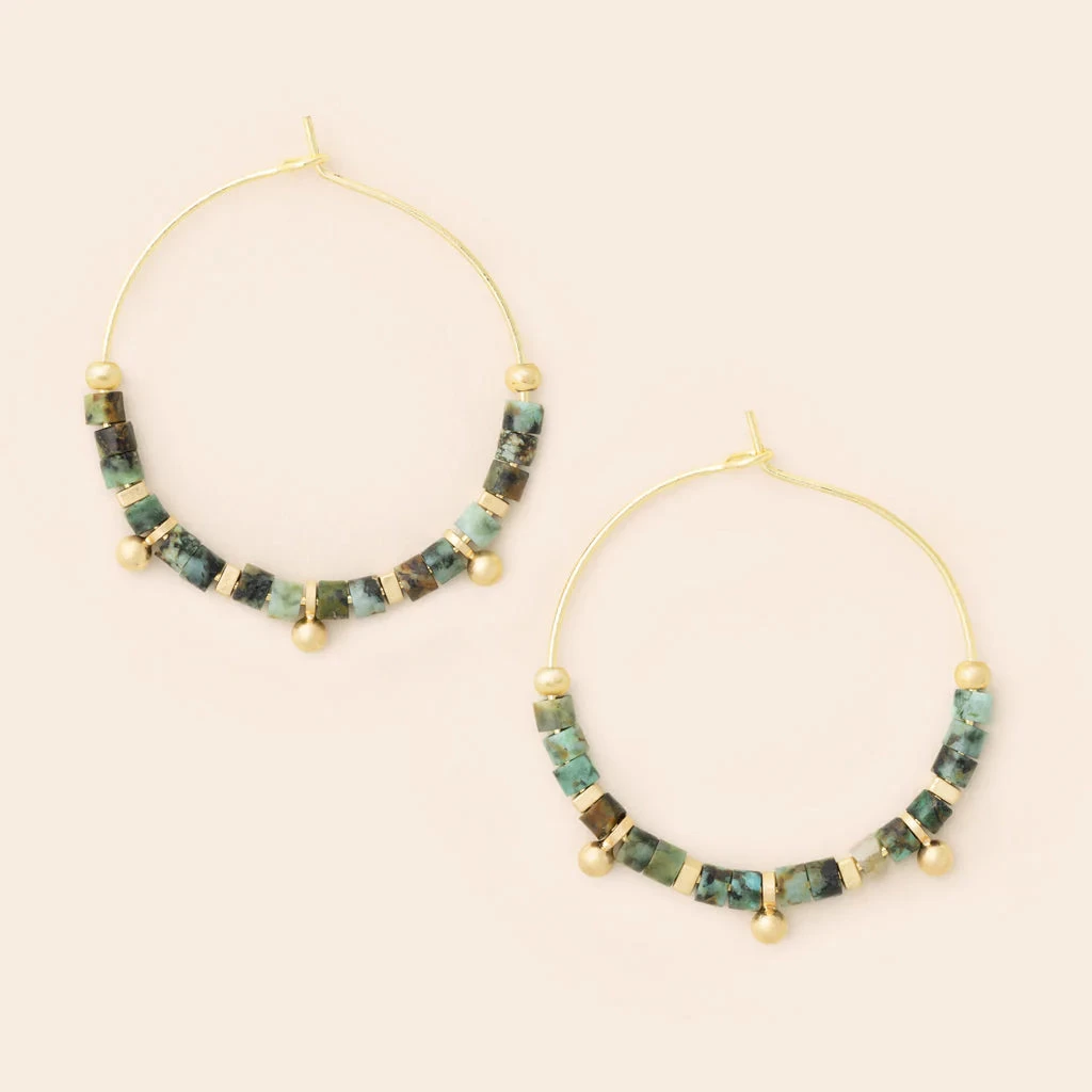 Stone Disc Hoop- African Turquoise