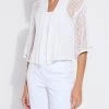 Elera Linen Mesh Cardigan In Off White