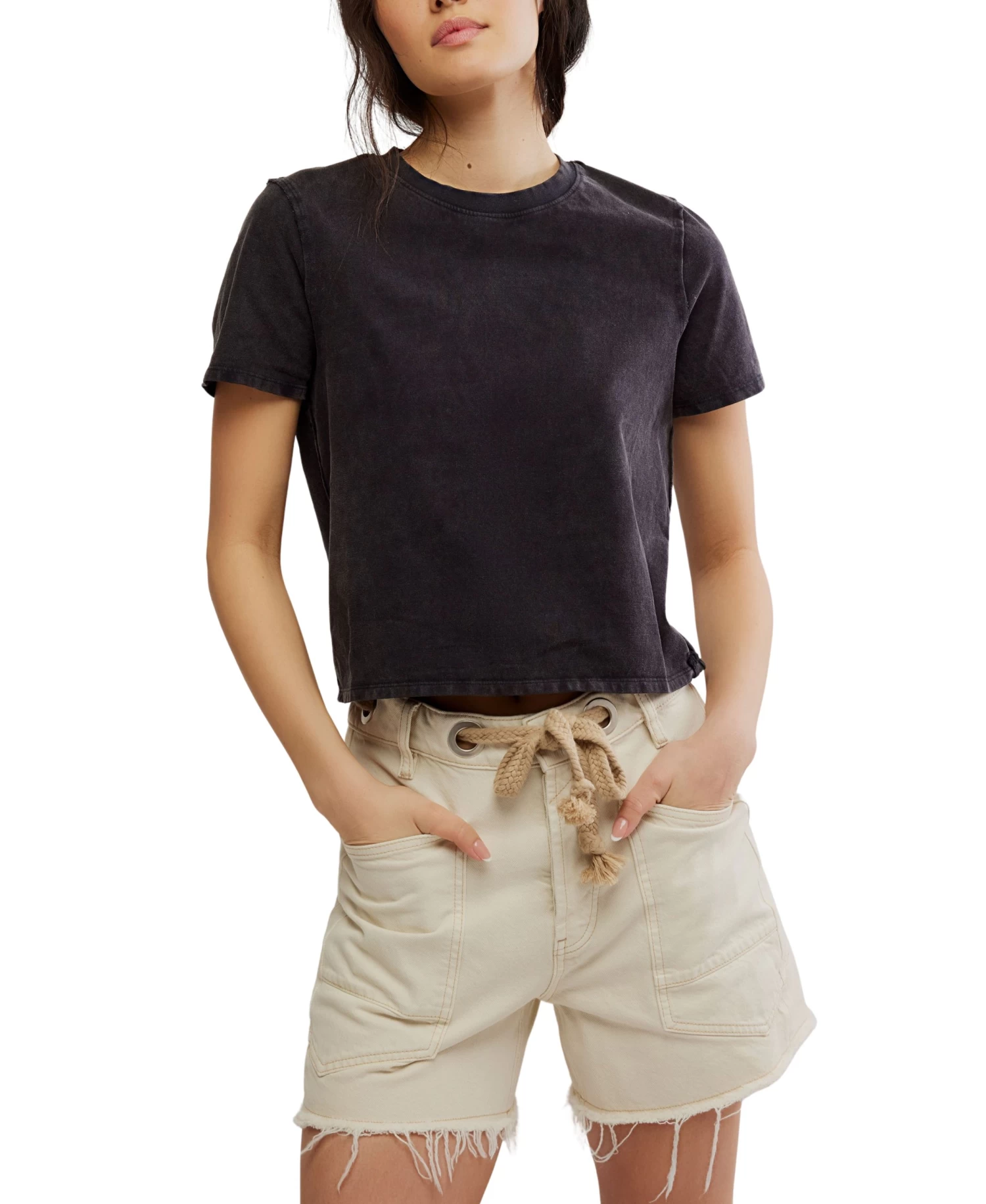 FREE PEOPLE Everyday Tee In Black