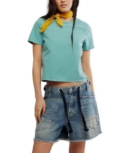 FREE PEOPLE Everyday Tee In Mineral Blue