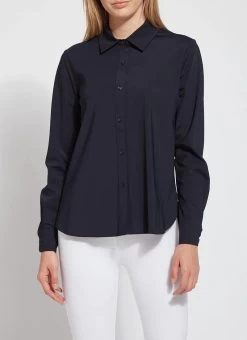 Connie Slim Button Down In Navy