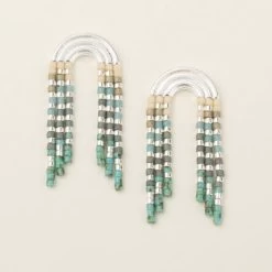 Silver Fringe Earrings In Turquoise