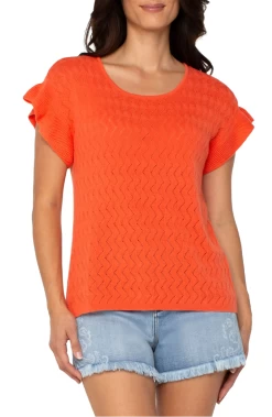 Flutter Dolman Sleeve Sweater In Clementine