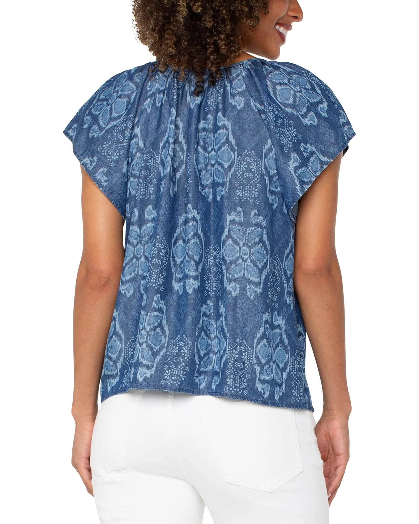 Flutter Sleeve Top In Tribal Allover - Image 2