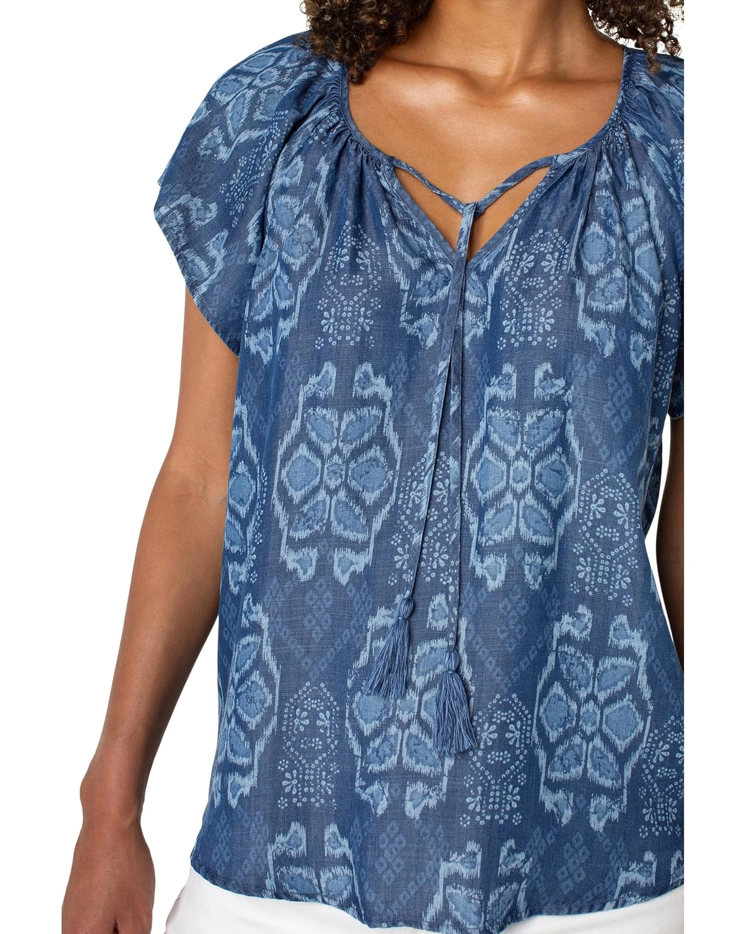 Flutter Sleeve Top In Tribal Allover - Image 3