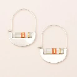Miyuki Crescent Hoops In Mist Silver