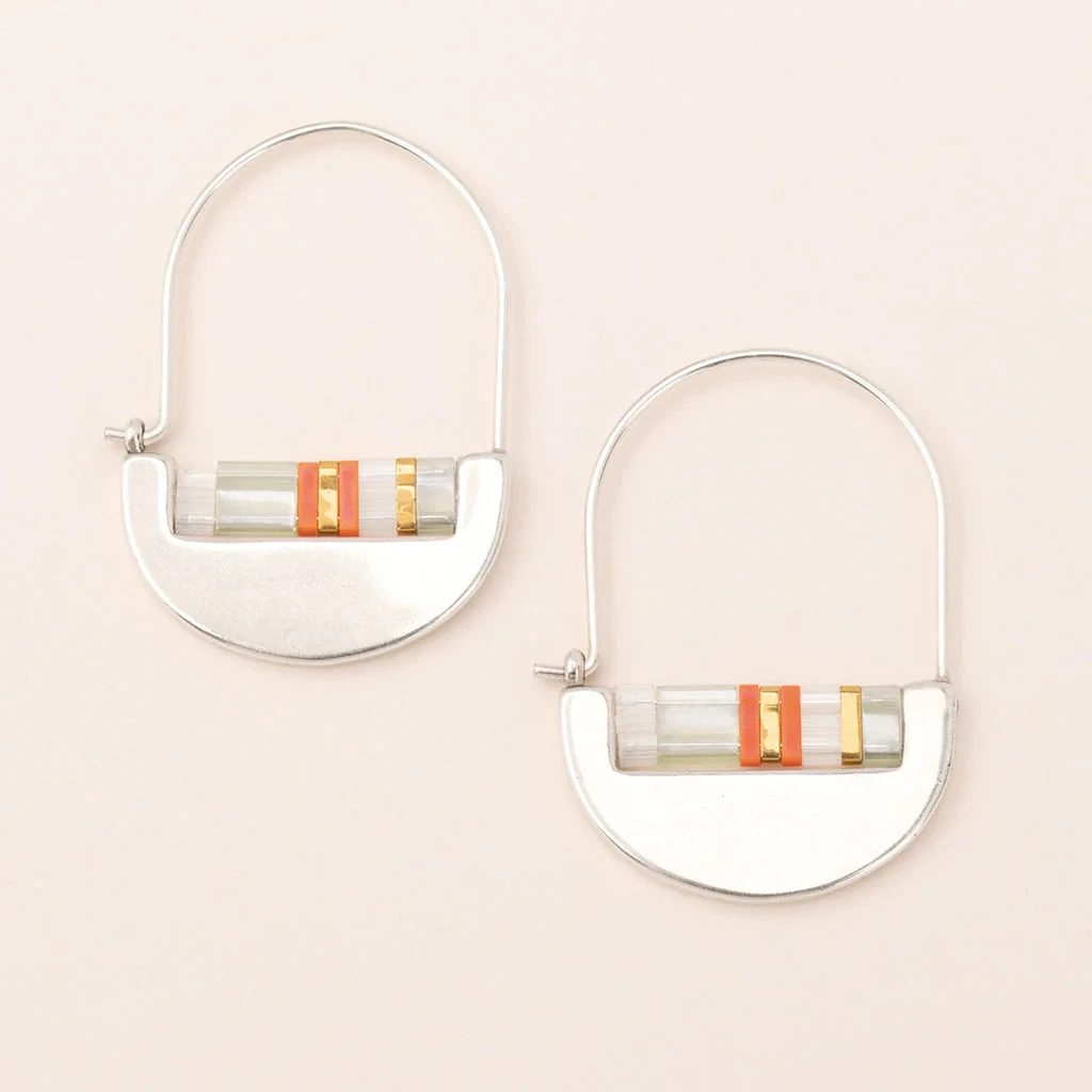 Miyuki Crescent Hoops In Mist Silver