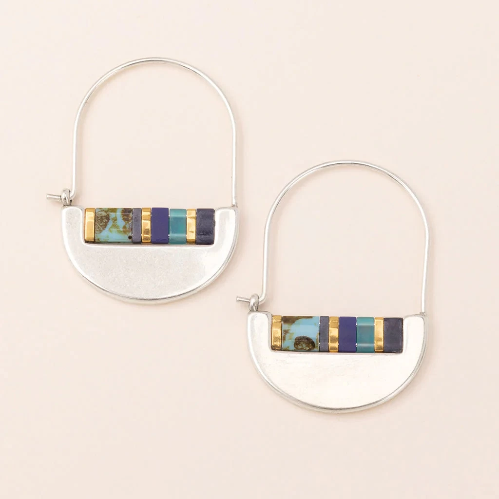 Miyuki Crescent Hoops In Cobalt Silver