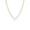 Pave Heart Paperclip Necklace In Gold