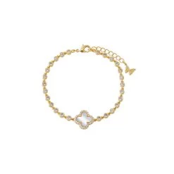 Pave Four Leaf Clover CZ Bracelet