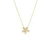 Pave X Baguette Fancy Flower Pendant Necklace In Gold