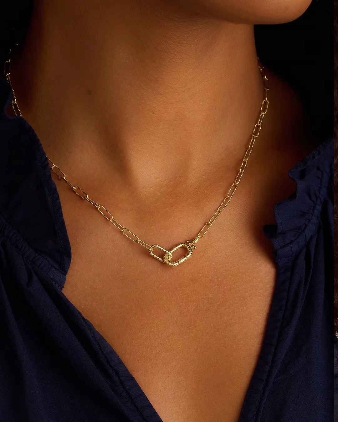 Gold Crew Link Necklace - Image 2