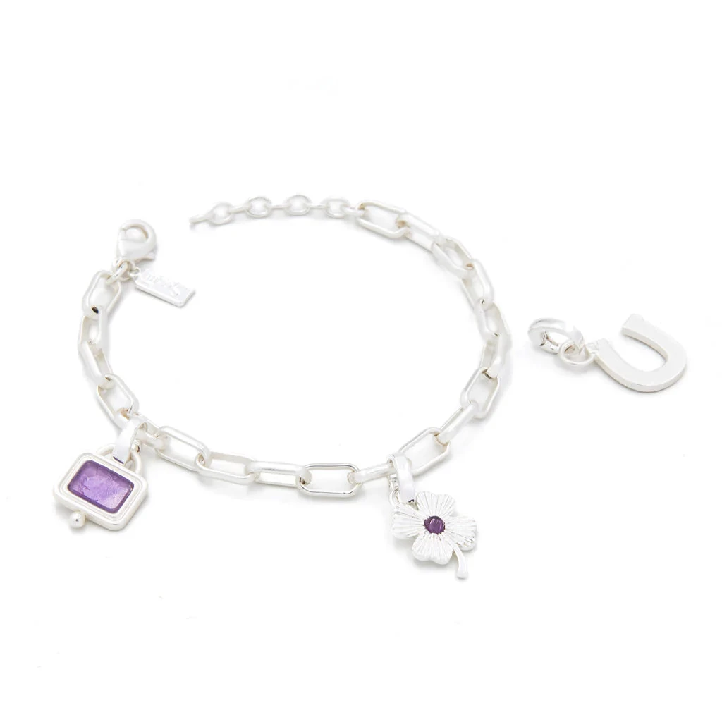 Protection Interchangeable Charm Bracelet In Amethyst Silver - Image 2