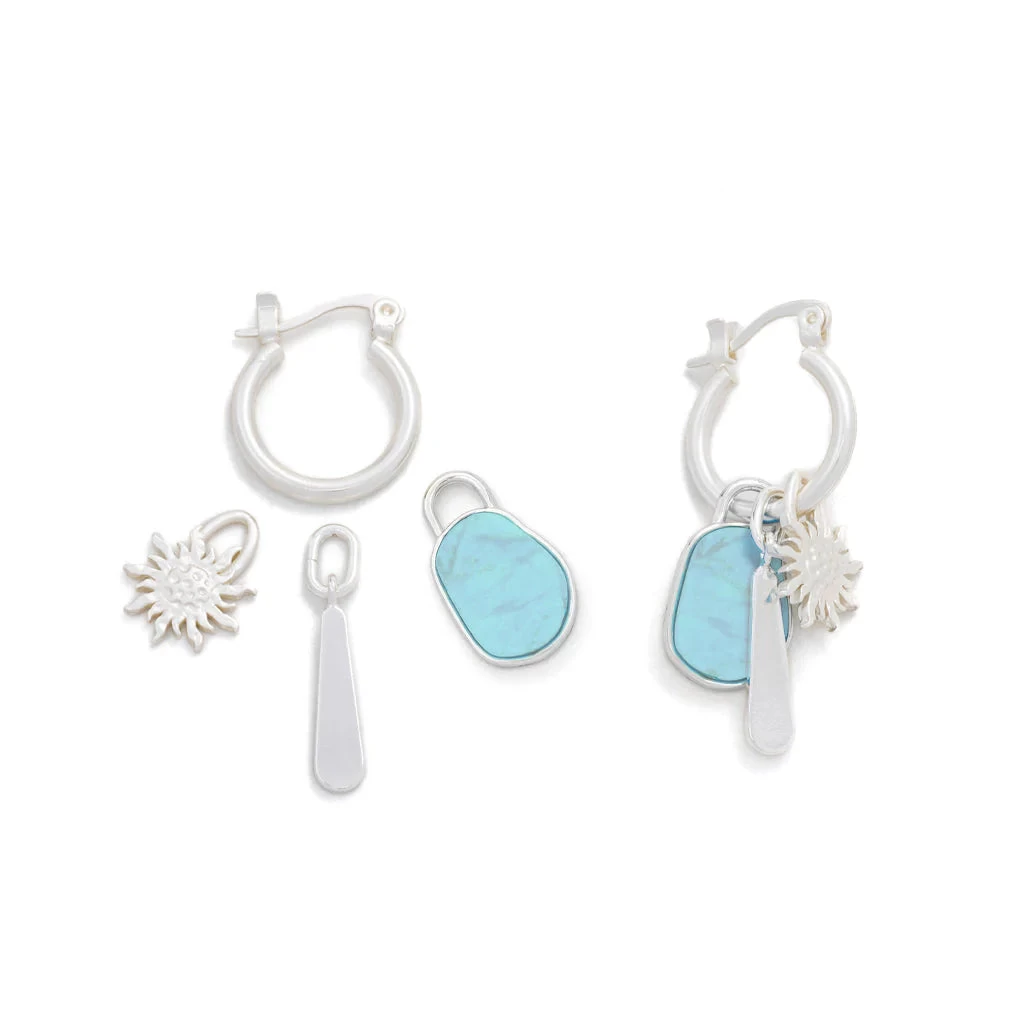 Sky Interchangeable Charm Earrings In Turquoise Silver - Image 2