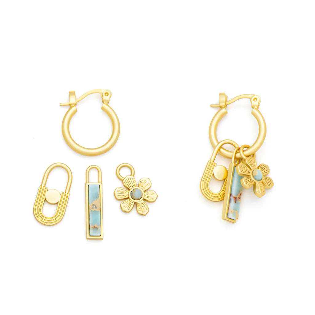 Peace Interchangeable Charm Earrings In Aqua Terra Gold - Image 6