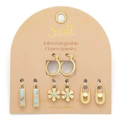 Peace Interchangeable Charm Earrings In Aqua Terra Gold
