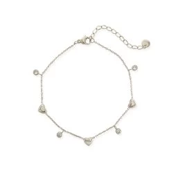 Heart Water Resistant Anklet In Silver