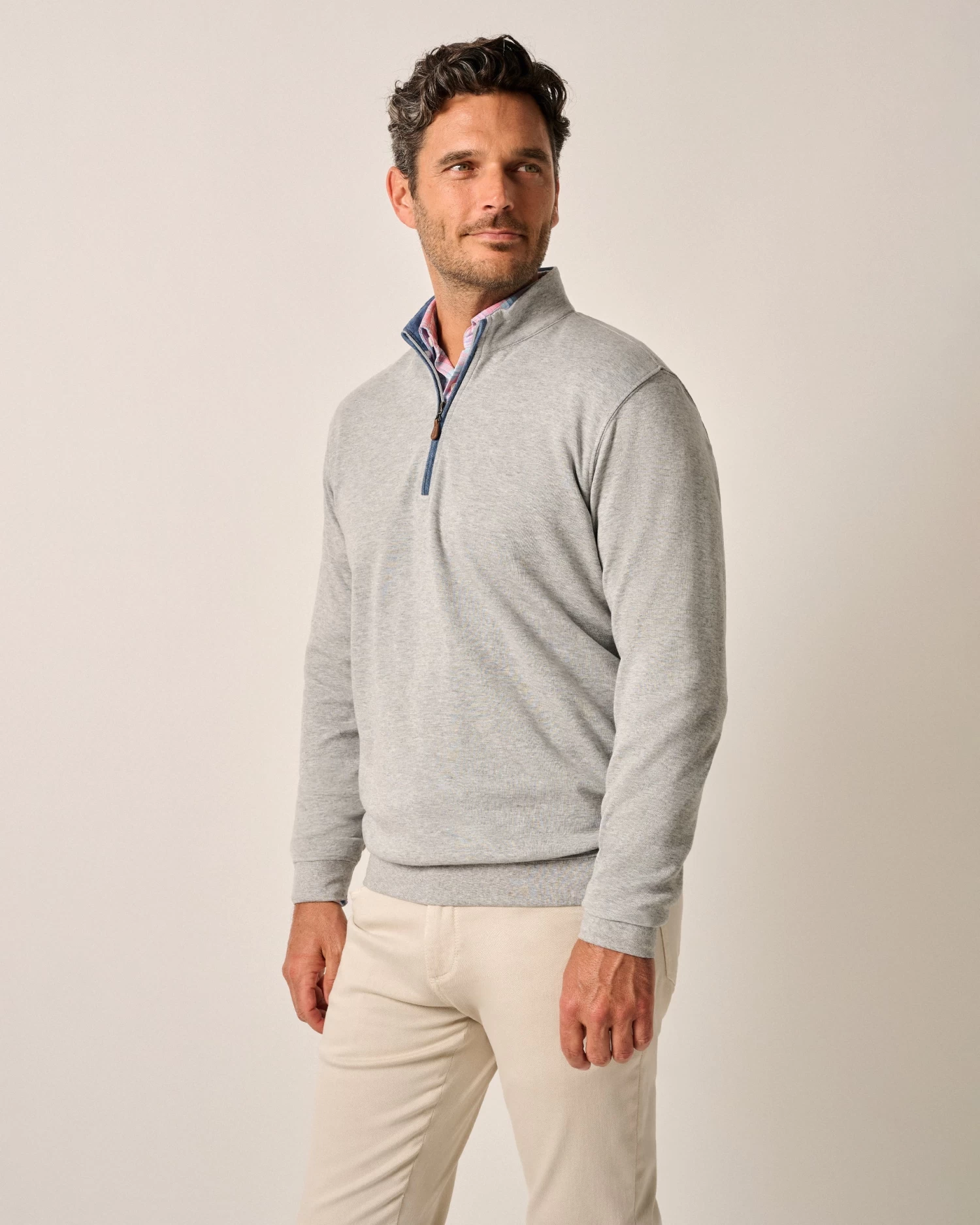Sully 1/4 Zip Pullover In Light Gray - Image 2