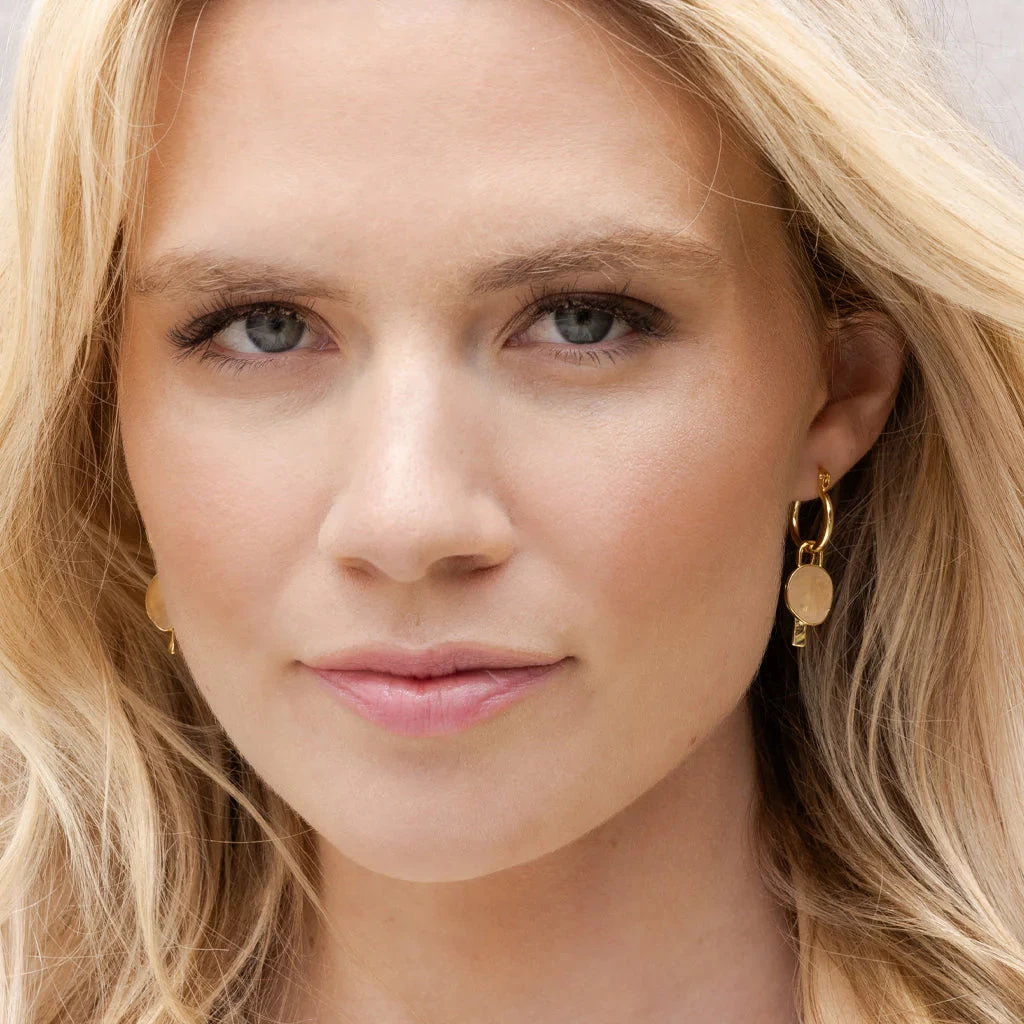 Love Interchangeable Charm Earrings In Rose Quartz Gold - Image 2