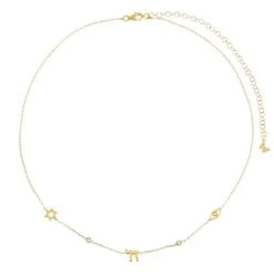 Jewish CZ Bezel Charm Necklace