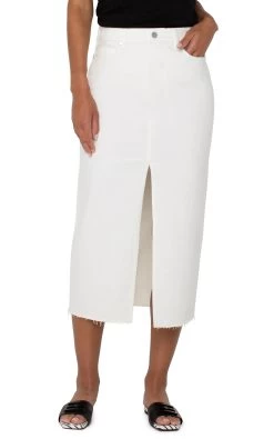 Bone White Front Slit Maxi Skirt