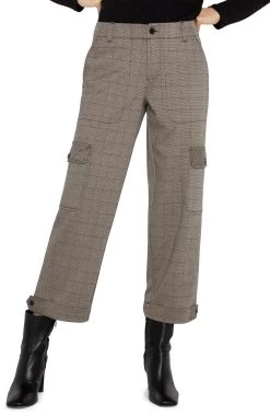 Utility Crop Cargo Pant In Peppercorn Plaid