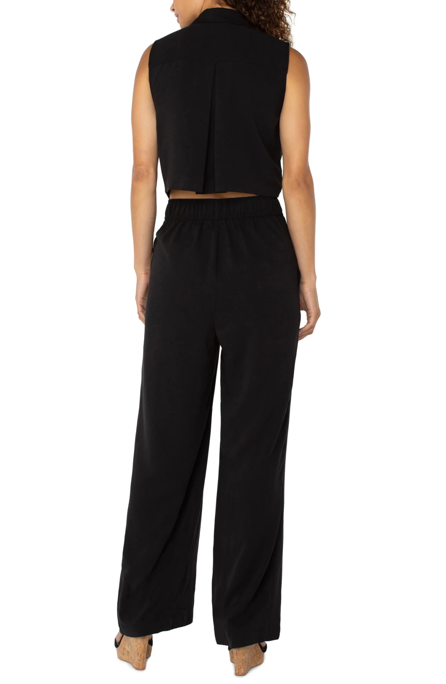 Black Sleeveless Wide Leg Jumpsuit - Image 2