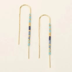 Thread Earrings In Cobalt Gold