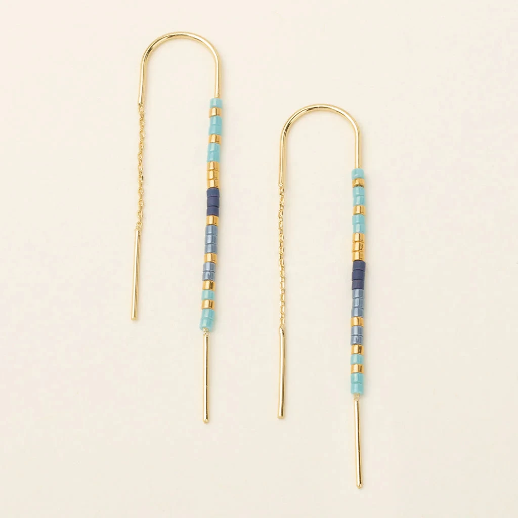 Thread Earrings In Cobalt Gold