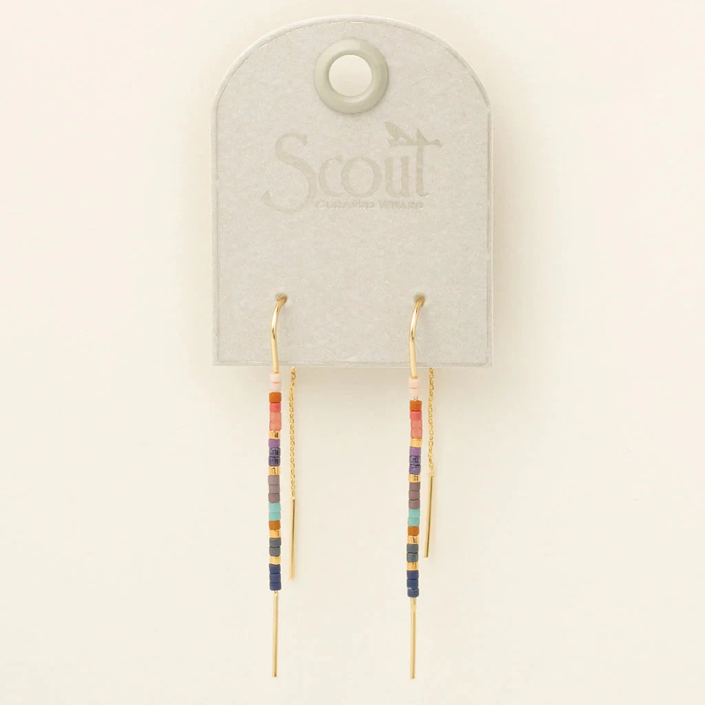 Thread Earrings In Dark Multi Gold - Image 3